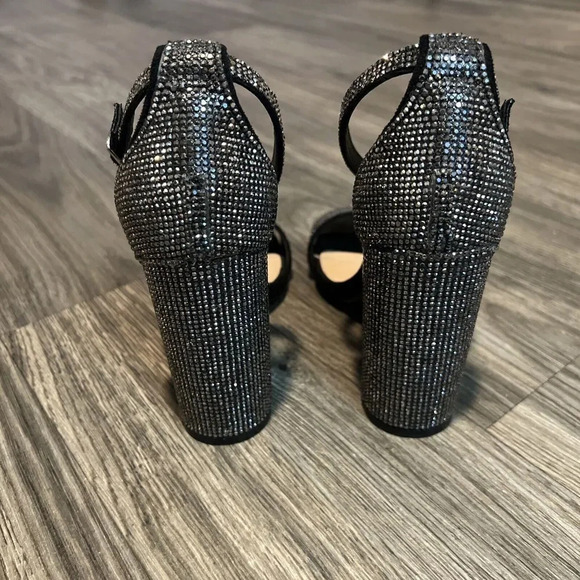 Steve Madden Carrson Black Crystal Ankle Strap High Heels Size 6 - Picture 5 of 6